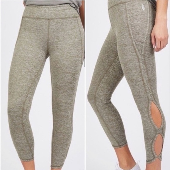 Free People Movement cut out cropped Infinity leggings size medium Army Green - Picture 2 of 10